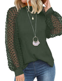 Army Green Women’s Long Sleeve Tops Lace Casual Loose Blouses T Shirts - MIHOLL | Women's Tops and Blouses