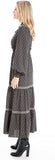 Black Moon Dot Women's Crepe Long Sleeve V Neck Tiered Maxi Dress - Max Studio | Women's Casual Dresses