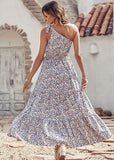 Blue White Women's Summer Floral Maxi Dresses - Prettygarden | Women's Formal Dresses