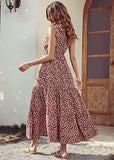Wine Red Women's Summer Floral Maxi Dresses - Prettygarden | Women's Formal Dresses
