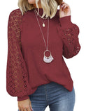 Red Women’s Long Sleeve Tops Lace Casual Loose Blouses T Shirts - MIHOLL | Women's Tops and Blouses