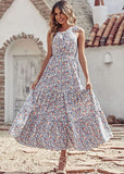 Blue White Women's Summer Floral Maxi Dresses - Prettygarden | Women's Formal Dresses