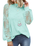 Lake Blue Women’s Long Sleeve Tops Lace Casual Loose Blouses T Shirts - MIHOLL | Women's Tops and Blouses