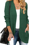 Forest Green Women's Long Sleeve Open Front Casual Lightweight Soft Knit Cardigan Sweater Outerwear - ZESICA | Women's Cardigan