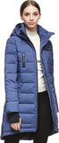 Blue Ladies Hooded Down Jacket Mid-Length Outwear Coat - Orolay | Women's Coat & Jacket