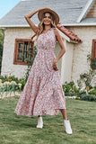White Red Women's Summer Floral Maxi Dresses - Prettygarden | Women's Formal Dresses