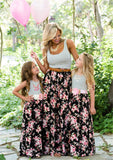 Stripe Flower Summer Cute Mommy and Me Boho Striped Chevron Maxi Dresses - WIWIQS | Women's Casual Dresses