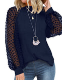 Navy Blue Women’s Long Sleeve Tops Lace Casual Loose Blouses T Shirts - MIHOLL | Women's Tops and Blouses
