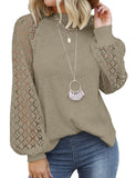 Khaki Women’s Long Sleeve Tops Lace Casual Loose Blouses T Shirts - MIHOLL | Women's Tops and Blouses