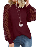 Wine Red Women’s Long Sleeve Tops Lace Casual Loose Blouses T Shirts - MIHOLL | Women's Tops and Blouses