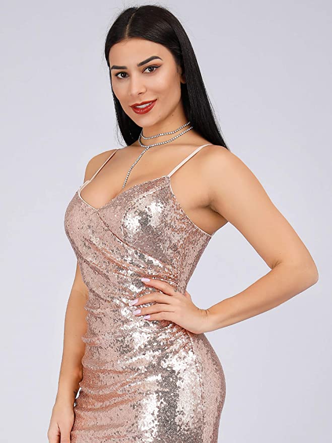 Rose Gold Women Sequin Evening Prom Formal Mermaid Gowns - Ever-Pretty | Women's Formal Dresses