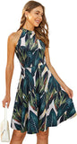 Multi Floral-28 Women's Halter Neck Floral Summer Casual Sundress - OUGES | Women's Casual Dresses