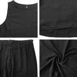 Lake Blue Sleeveless Women's Summer 2 Piece Outfits Round Neck Crop Basic Top Cropped Wide Leg Pants Set Jumpsuits - ROYLAMP | Women's Romper & Jumper Suit