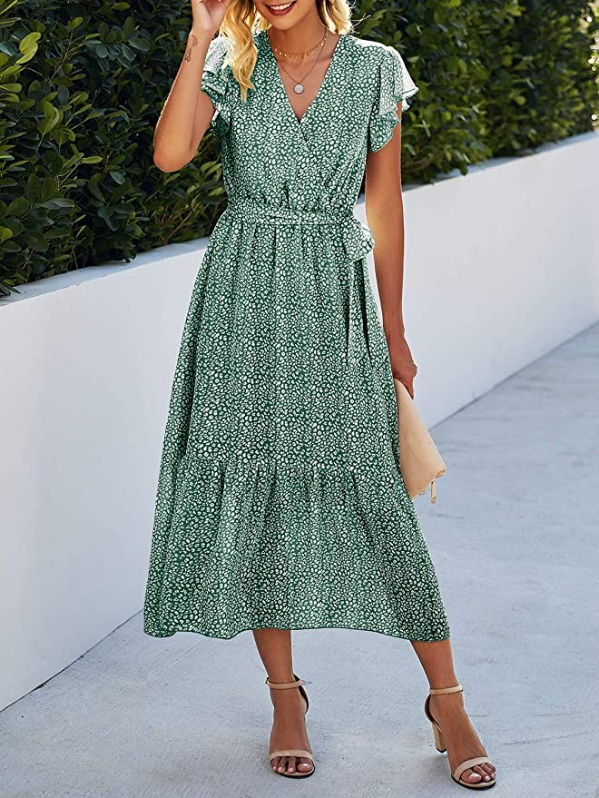 Long green summer dress hot sale