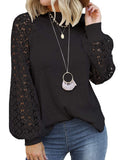 Black Lace Women’s Long Sleeve Tops Casual Loose Blouses T Shirts - MIHOLL | Women's Tops and Blouses