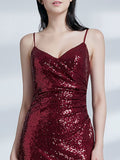 Burgundy Women Sequin Evening Prom Formal Mermaid Gowns - Ever-Pretty