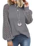 Dark Grey Women’s Long Sleeve Tops Lace Casual Loose Blouses T Shirts - MIHOLL | Women's Tops and Blouses