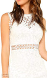 White Women's Sleeveless Scalloped Hem Fitted Floral Lace Bodycon Dress - Verdusa | Women's Cocktail Dresses