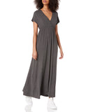 Charcoal Heather Women's Surplice Maxi Dress Available in Plus Size - AE Store | Women's Casual Dresses