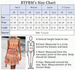 Floral Brick Red Women Floral Dresses Casual Summer Sleeveless Halter Neck Ruffle Belt Boho Polka Dot Leopard Print Sun Short Dress - BTFBM | Women's Casual Dresses