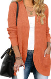 Orange Women's Long Sleeve Open Front Casual Lightweight Soft Knit Cardigan Sweater Outerwear - ZESICA | Women's Cardigan