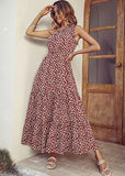 Wine Red Women's Summer Floral Maxi Dresses - Prettygarden | Women's Formal Dresses