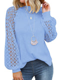 Sky Blue Women’s Long Sleeve Tops Lace Casual Loose Blouses T Shirts - MIHOLL | Women's Tops and Blouses