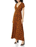 Brown Floral Women's Surplice Maxi Dress Available in Plus Size - AE Store | Women's Casual Dresses