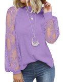 Purple Women’s Long Sleeve Tops Lace Casual Loose Blouses T Shirts - MIHOLL | Women's Tops and Blouses
