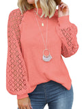 Coral Women’s Long Sleeve Tops Lace Casual Loose Blouses T Shirts - MIHOLL | Women's Tops and Blouses