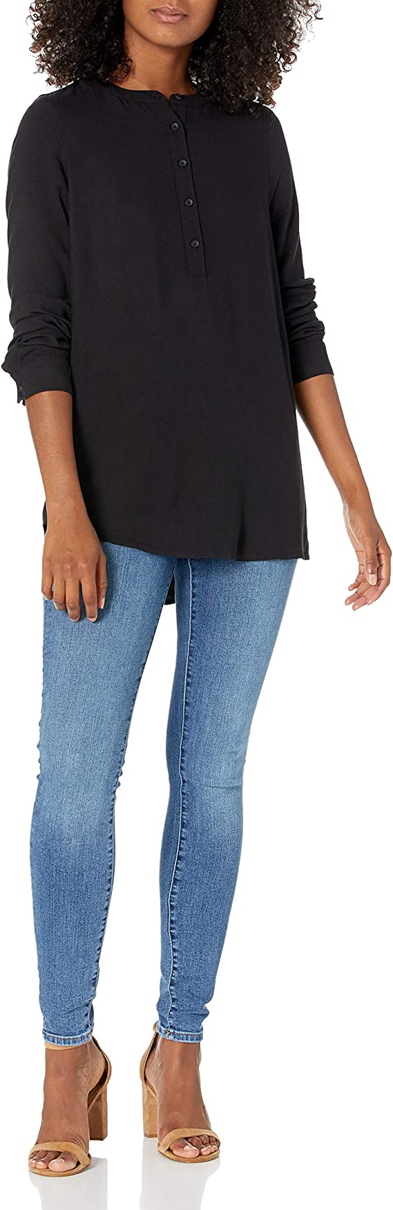 Camel Black Dots Print Women's Long-Sleeve Woven Blouse - AE Store | Women's Tops and Blouses