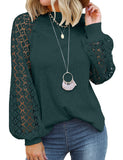 Dark Green Women’s Long Sleeve Tops Lace Casual Loose Blouses T Shirts - MIHOLL | Women's Tops and Blouses