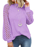 Light Purple Women’s Long Sleeve Tops Lace Casual Loose Blouses T Shirts - MIHOLL | Women's Tops and Blouses