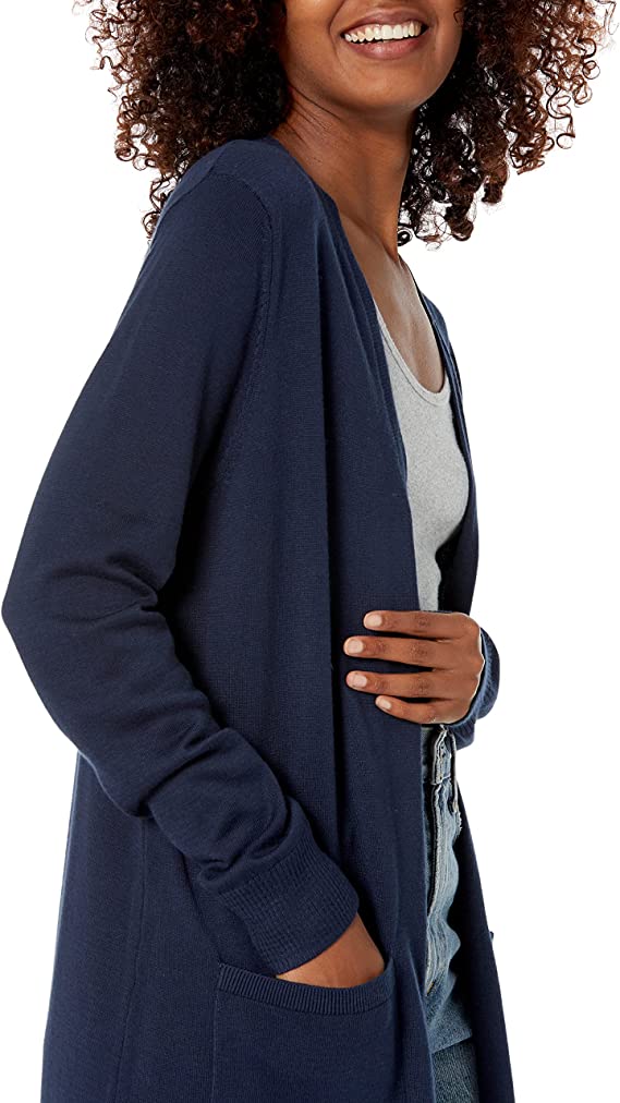 Black Women's Lightweight Longer Length Cardigan Sweater (Available in Plus Size) - AE Store | Women's Cardigan