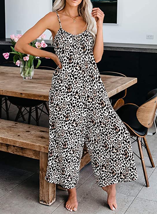 Brown Women's Casual Sleeveless Front Button Loose Jumpsuits Stretchy Long Pants Romper with Pockets - Happy Sailed | Women's Romper & Jumper Suit