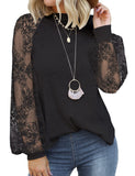 Black Women’s Long Sleeve Tops Lace Casual Loose Blouses T Shirts - MIHOLL | Women's Tops and Blouses