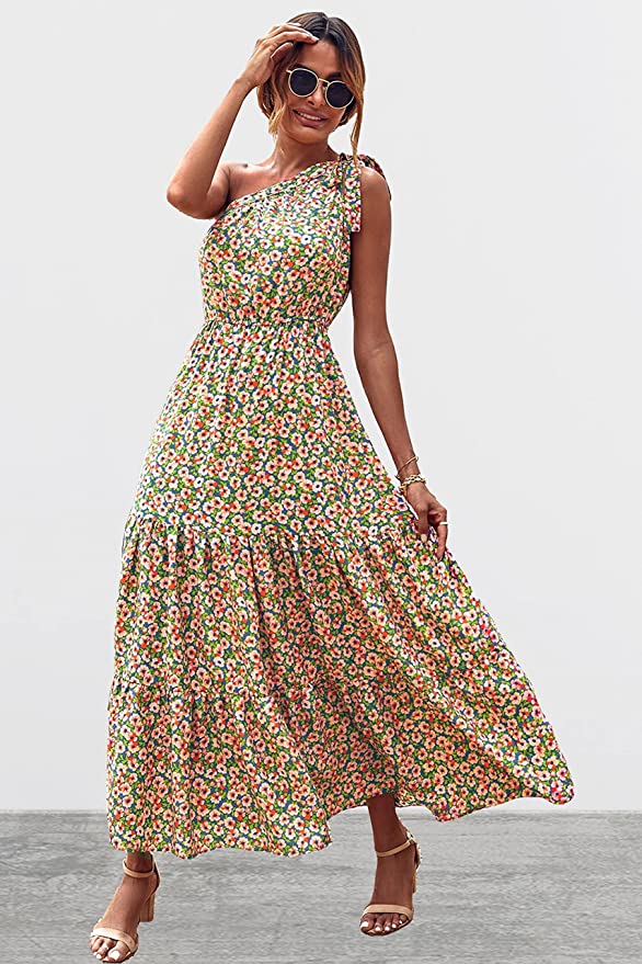 Blue Pink Women's Summer Floral Maxi Dresses - Prettygarden | Women's Formal Dresses