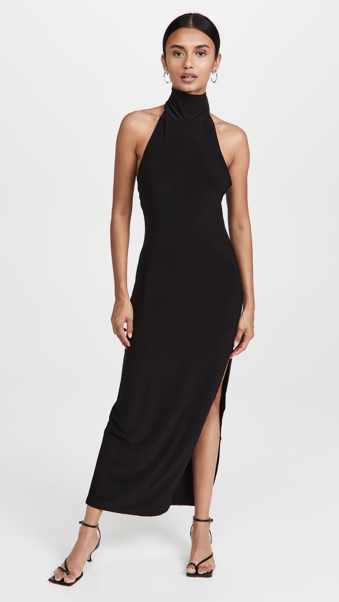 Black Women's Halter Turtle Side Slit Gown - Norma Kamali – Original Brand