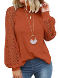 Orange Women’s Long Sleeve Tops Lace Casual Loose Blouses T Shirts - MIHOLL | Women's Tops and Blouses