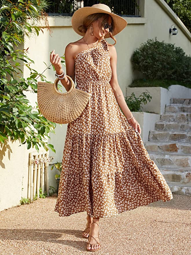 Yellow White Women's Summer Floral Maxi Dresses - Prettygarden | Women's Formal Dresses