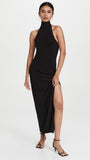 Black Women's Halter Turtle Side Slit Gown - Norma Kamali | Women's Cocktail Dresses