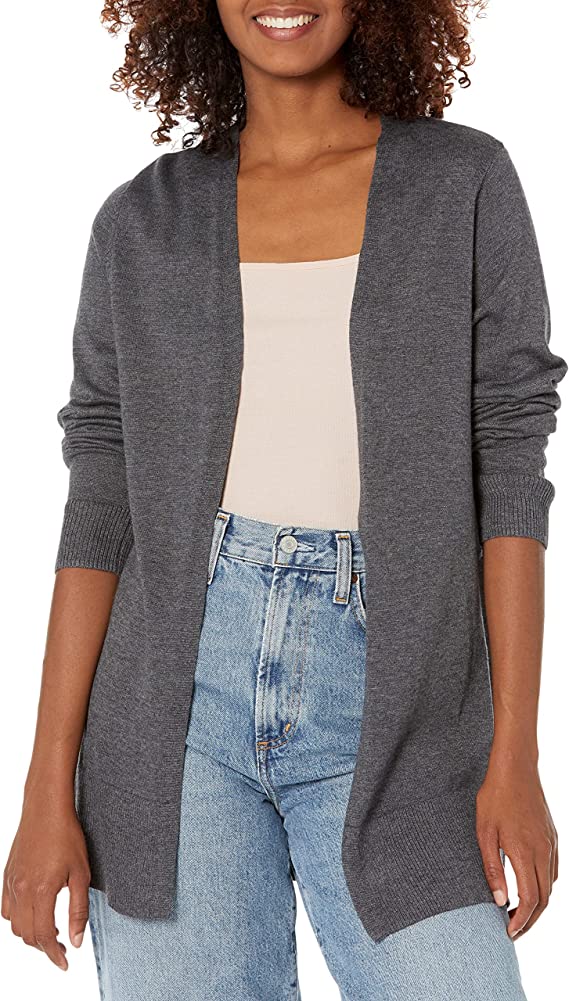 Charcoal Heather Women's Lightweight Open-Front Cardigan Sweater (Available in Plus Size) - AE Store | Women's Cardigan
