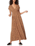 Black Dark Camel Women's Surplice Maxi Dress Available in Plus Size - AE Store | Women's Casual Dresses