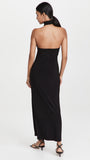 Black Women's Halter Turtle Side Slit Gown - Norma Kamali | Women's Cocktail Dresses
