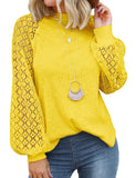 Yellow Women’s Long Sleeve Tops Lace Casual Loose Blouses T Shirts - MIHOLL | Women's Tops and Blouses