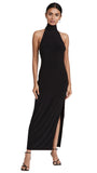 Black Women's Halter Turtle Side Slit Gown - Norma Kamali | Women's Cocktail Dresses