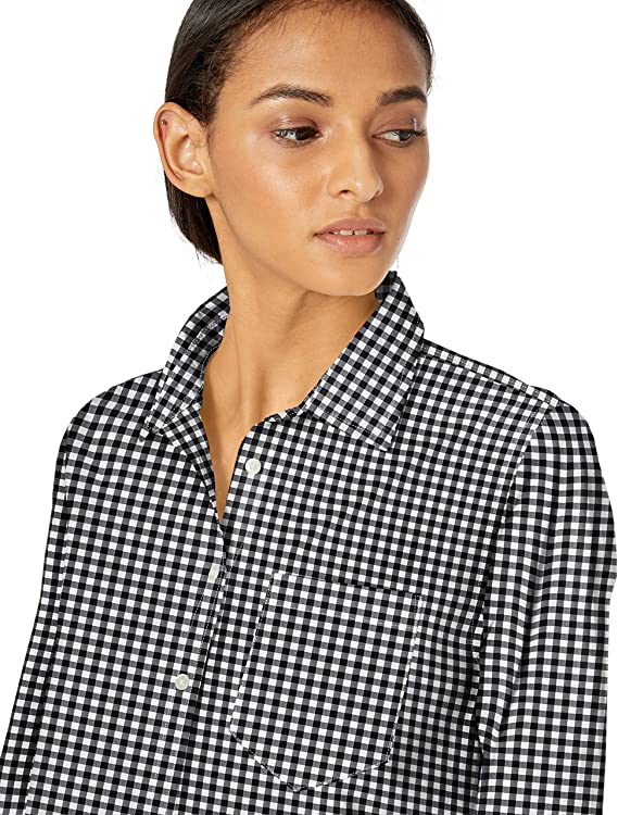 Black Women's Classic-Fit Long-Sleeve Button-Down Poplin Shirt - AE Store | Women's Tops and Blouses