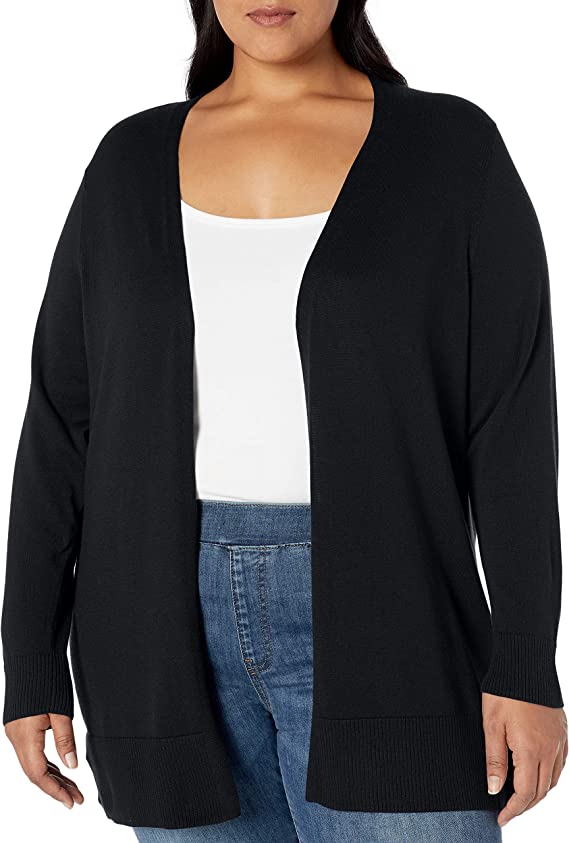 Black Women's Lightweight Open-Front Cardigan Sweater (Available in Plus Size) - AE Store | Women's Cardigan