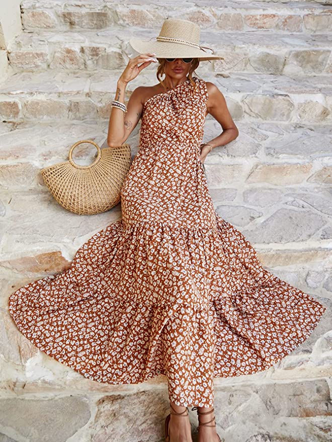 Yellow White Women's Summer Floral Maxi Dresses - Prettygarden | Women's Formal Dresses