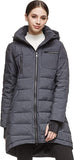Darkgrey Ladies Hooded Down Jacket Mid-Length Outwear Coat - Orolay | Women's Coat & Jacket